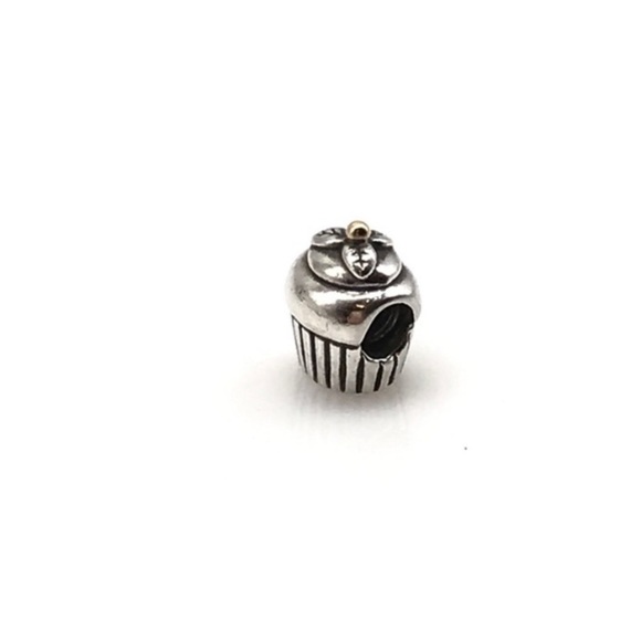 Pandora Retired 925 14K Gold Two Tone Cupcake Dessert Food Themed Bead Charm - Picture 6 of 8